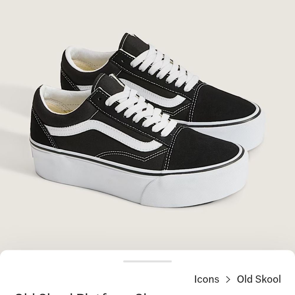 Vans Black and White Platform Sneakers size 8.0 W or 6.5 M